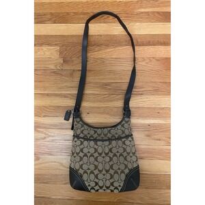 Coach Hamptons Signature Canvas Leather Trim Crossbody Bag Y2K Style F111193